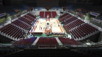 Stadion di kawasan Incheon, Korea Selatan, yang menjadi lokasi pertandingan basket Incheon Electroland Elephants dan Anyang KGC clubs juga tampak sepi penonton pada Rabu (26/2) lalu. Pertandingan itu tidak dihadiri oleh penonton sebagai upaya pencegahan terhadap penyebaran virus corona. Yun Tai-hyun/Yonhap via AP.