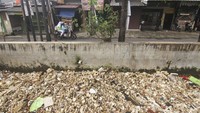 Sampah yang menumpuk di kali tersebut didominasi dengan sampah rumah tangga dan plastik.