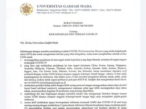 UGM Juga Minta Sivitas dari Negara Terdampak Corona Batasi Interaksi