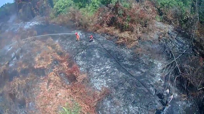 Satgas Karhutla dan Manggala Angni melakukan pemadaman karhutla di Dumai, Riau (dok. Istimewa)