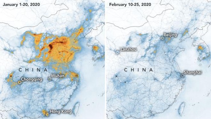 Polusi udara di China Citra polusi udara di China yang dipotret satelit NASA.