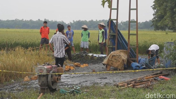 Lokasi semburan lumpur di Grobogan, Minggu (1/3/2020).