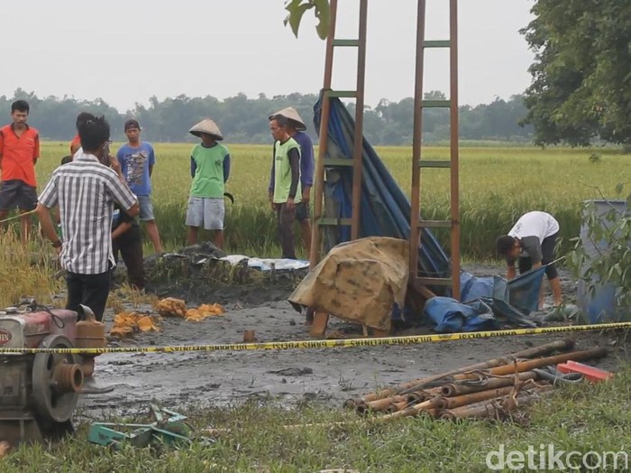 Lokasi semburan lumpur di Grobogan, Minggu (1/3/2020).