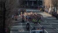 Sejumlah pelari dari berbagai negara di dunia ikut serta dalam Maraton Tokyo 2020 yang diselenggarakan di Tokyo, Jepang, Minggu (1/3/2020).