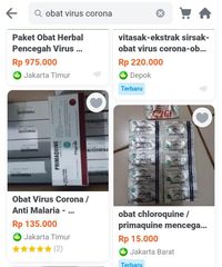 Hati Hati Ada Obat Virus Corona Dijual Di Toko Online Rp 15 000