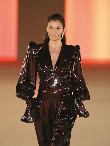 PARIS, FRANCE - FEBRUARY 28: (EDITORIAL USE ONLY) A model, jewelry detail, walks the runway during the Balmain show as part of the Paris Fashion Week Womenswear Fall/Winter 2020/2021 on February 28, 2020 in Paris, France. (Photo by Pascal Le Segretain/Getty Images)