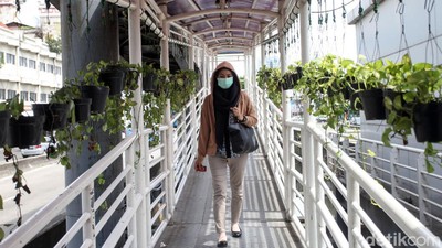 Potret Warga Ibu Kota Wara-wiri Pakai Masker