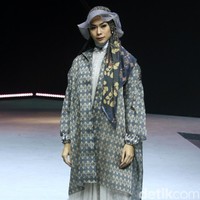 Etu by Restu Anggraini menampilkan koleksi terbaru di Muslim Fashion Festival 2020, Jakarta Convention Center, Jakarta. Sabtu [22/2/2020]. Foto: Mohammad Abduh/Wolipop