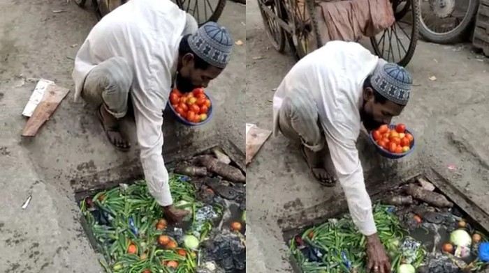pria pungut sayuran