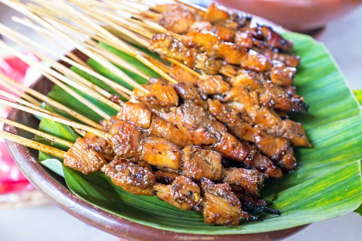 indonesian satay skewer street food