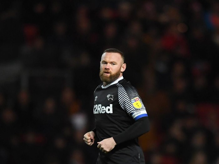 BRISTOL, ENGLAND - FEBRUARY 12: Wayne Rooney of Derby County during the Sky Bet Championship match between Bristol City and Derby County at Ashton Gate on February 12, 2020 in Bristol, England. (Photo by Harry Trump/Getty Images)