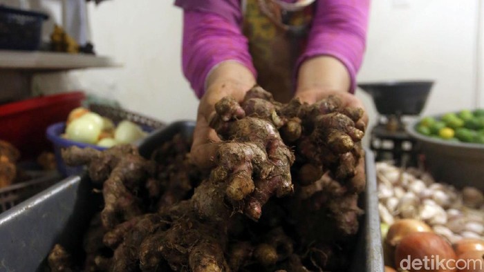 Merebaknya isu corona di Indonesia membuat harga jahe merah meroket. Di Pasar Rumput, harga jahe merah mencapai Rp 90 ribu per kilogram.