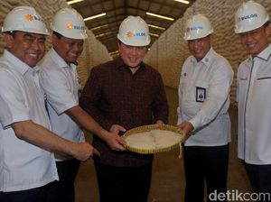 Senyum Erick Thohir Saat Cek Pasokan Beras Bulog di Kelapa Gading