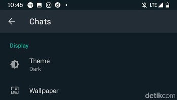 Kemudian kalian pilih menu setting/setelan di WhatsApp kalian. Berikutnya pilih Chat dan tekan Tema. Foto: detikINET/Agus Tri Haryanto