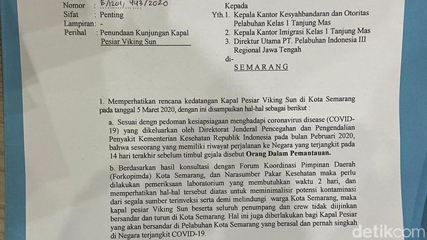 Surati Otoritas Tanjung Emas, Hendi Tolak Viking Sun Sandar di Semarang
