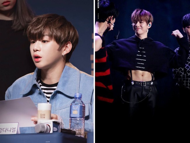 Kang Daniel memiliki perpaduan kesan imut dan seksi yang membuatnya semakin menarik. Jangan tertipu dengan wajahnya yang imut, idol dengan pundak lebar itu juga menyimpan perut choco. Foto: Fansite
