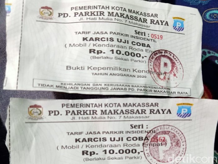 Viral karcis parkir Rp 10.000 per mobil di Makassar (dok. Istimewa)