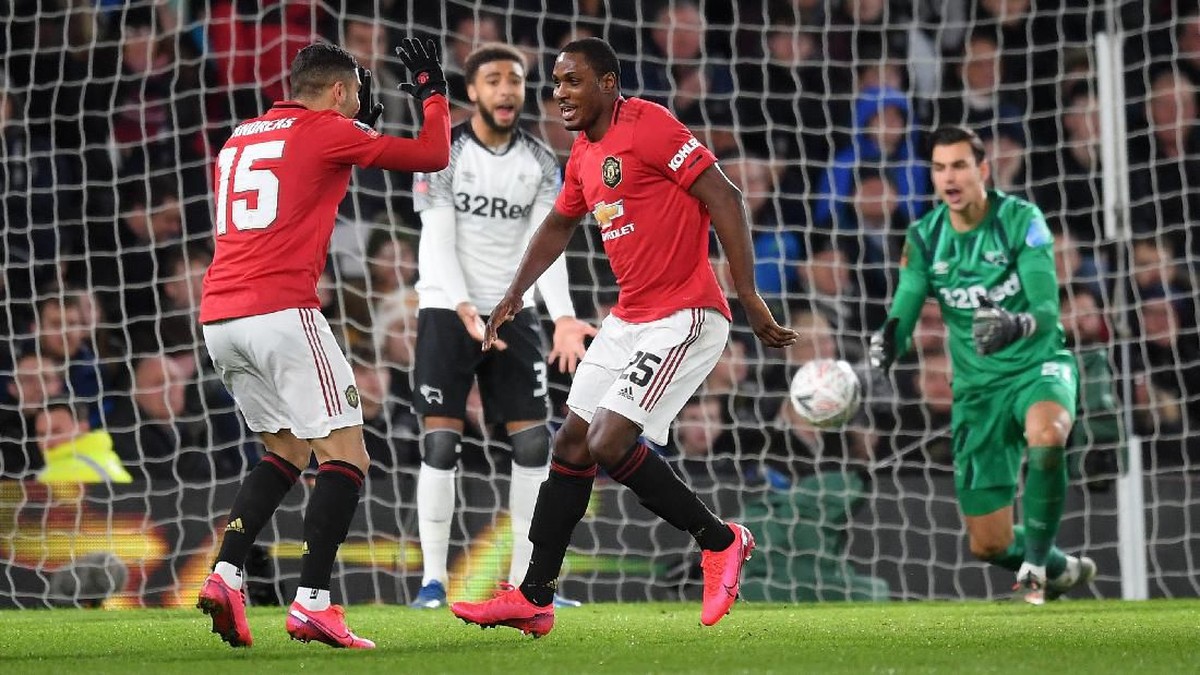 Odion Ighalo mencetak dua gol saat Manchester United menang 3-0 atas Derby County di babak kelima Piala FA (Foto: Getty Images/Michael Regan)