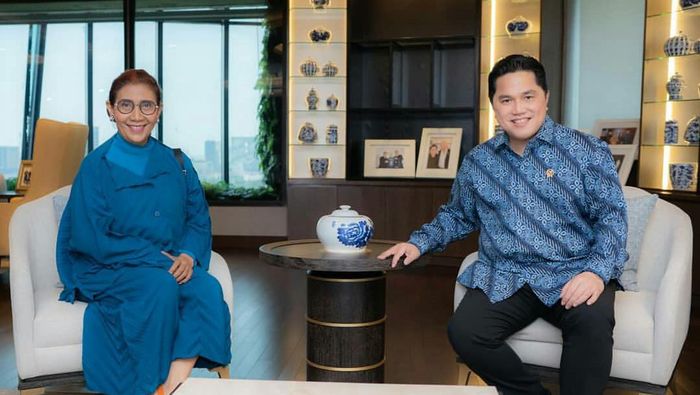 Menteri KP Susi Pudjiastuti Menteri BUMN Erick Thohir bertemu Susi Pudjiastuti
