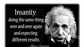 Netizen ini menyelipkan quote Albert Einstein bahwa adalah kegilaan melakukan hal yang sama terus menerus dan mengharapkan hasil yang berbeda. Foto: istimewa