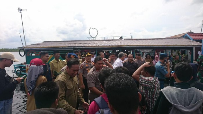Suasana di Sungai Sebangau, Palangka Raya, lokasi kecelakan speedboat Paspampres.