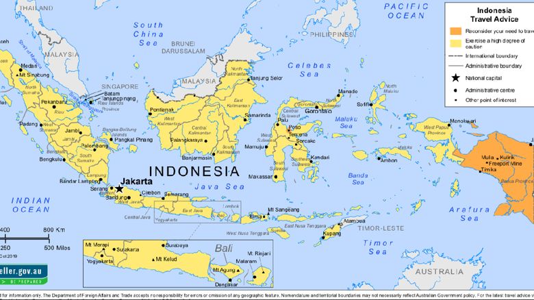 Peta Indonesia dari Australia (Situs Smart Traveller Australia)