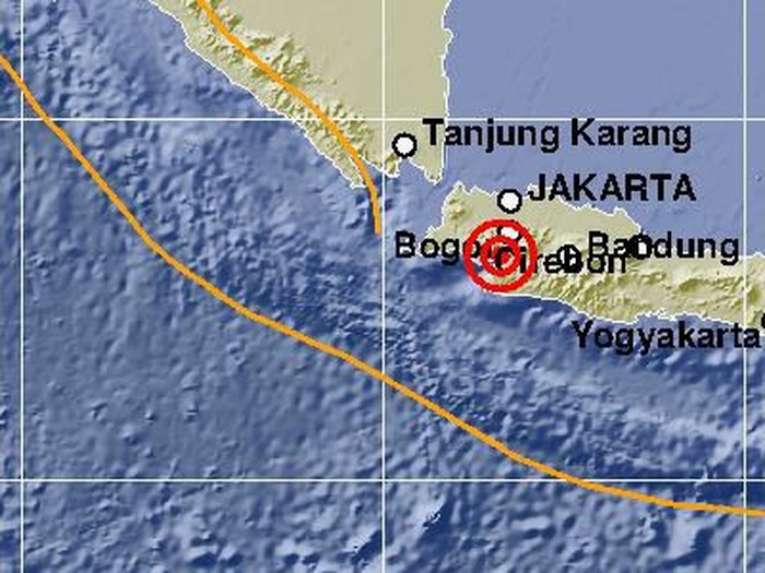 Lokasi gempa Kabupaten Sukabumi, Jawa Barat.