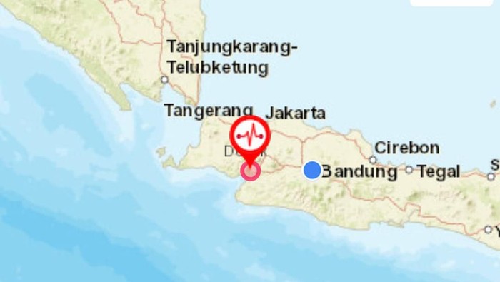 Titik gempa Sukabumi M 5 di Kab Sukabumi Jabar (dok. BMKG)