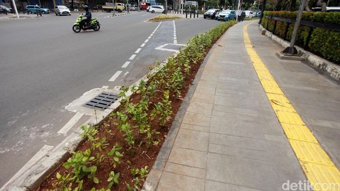 Duh! Jalur Sepeda Ini Kok Nabrak Trotoar Jalur sepeda di kawasan Menteng, Jakarta, tak semulus seperti kelihatannya. Dalam foto, jalur tersebut malah nabrak tiang dan trotoar. Kok bisa?