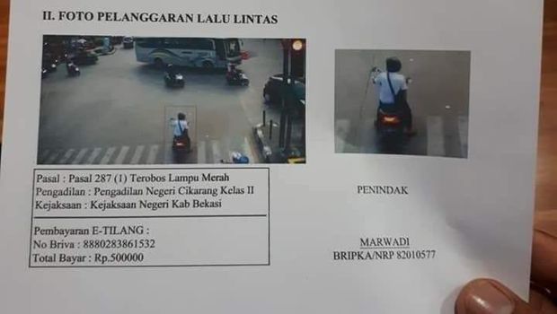 Pemotor terobos lampu merah didenda Rp 500 ribu. 
