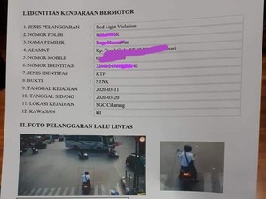 Pemotor Tertangkap Kamera Terobos Lampu Merah, Bayar Denda Rp 500 Ribu