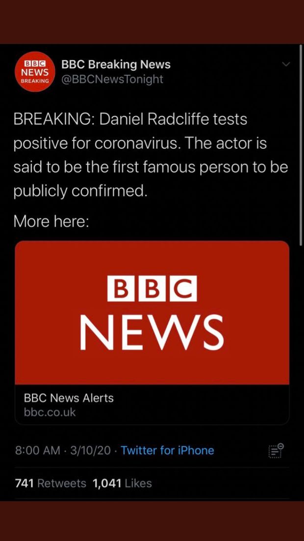 Warganet Heboh Daniel Radcliffe 'Harry Potter' Positif Virus Corona, Ternyata Hoax