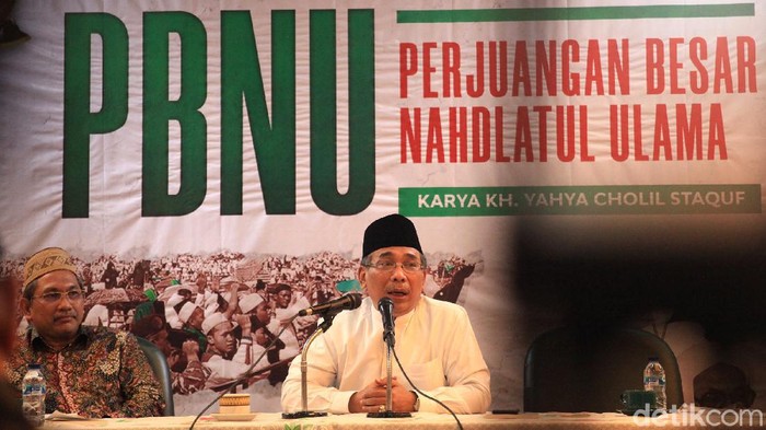 KH Yahya Cholil Staquf atau biasa dipanggil Gus Yahya meluncurkan buku bertajuk Perjuangan Perjuangan Besar Nahdlatul Ulama.