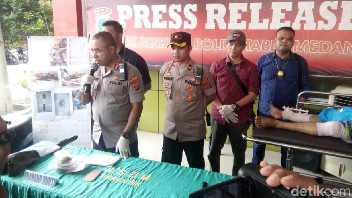 Polresta Medan mengungkap kasus penemuan mayat di Deli Serdang (Ahmad Arfah/detikcom)