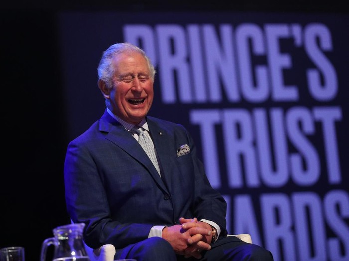 LONDON, ENGLAND - MARCH 11: Prince Charles, Prince of Wales laughs on stage as he attends the Princes Trust And TK Maxx & Homesense Awards at London Palladium on March 11, 2020 in London, England. (Photo by Yui Mok - WPA Pool/Getty Images)