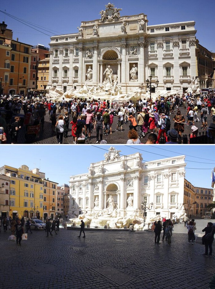 Lebih dari 12 orang di Italia diketahui terinfeksi virus corona. Sejumlah kawasan yang biasanya ramai pengunjung kini menjadi sepi. Berikut foto before-afternya