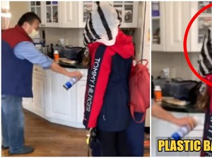 Kocak, Ayah yang Parno Corona Ini Bungkus Kepala Anak Pakai Kantong Plastik