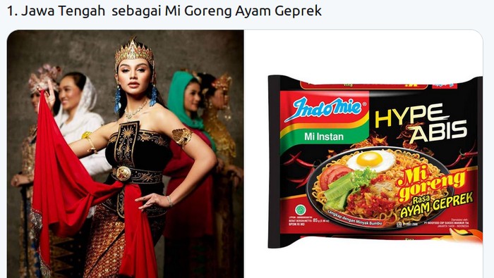 Kostum finalis Putri Indonesia dari Jawa Tengah, Jihane Almira, dengan paduan warna merah dan hitam disebut mirip dengan