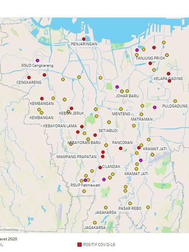 Peta sebaran virus corona di DKI.