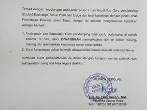 15 Siswa Surabaya Diminta Istirahat di Rumah Setelah Pulang dari Eropa