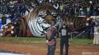 Patung Maung Bandung mengaum gagah di pinggir lapangan (Foto: Yudha Maulana/detikcom)