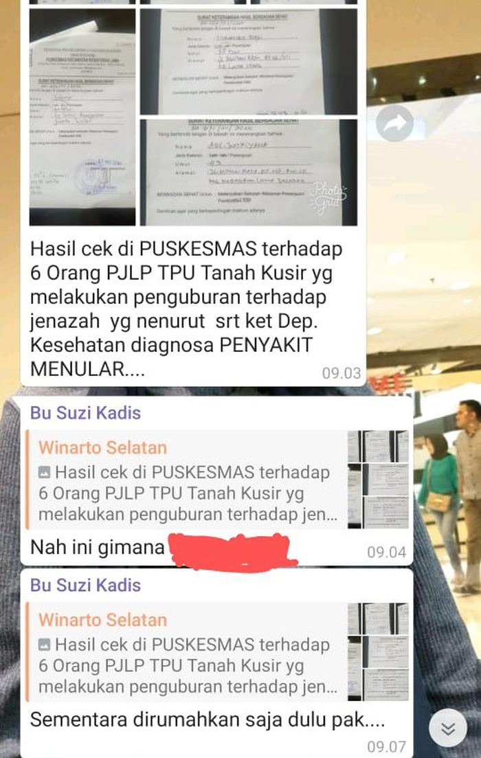 Percakapan Kasudin Pertamanan dan Hutan Kota Jakarta Selatan Winarto dengan Kepala Dinas Pertamanan dan Hutan Kota DKI Jakarta Suzi Marsitawati.