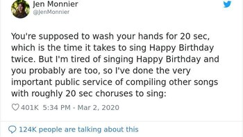 Paling mudah adalah dengan menyanyikan lagu Happy Birthday dua kali. Bosan? Ya sudah deh, cari lagu lain. Foto: Twitter via Bored Panda