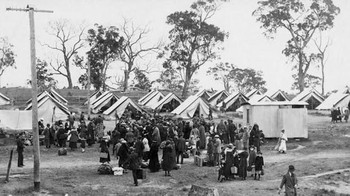 Sebuah tempat karantina didirikan di Australia pada tahun 1919. Foto: National Archives