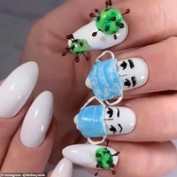 Uniknya nail art ini. Seperti Nail Sunny, nail artist ini juga membuat virus Corona dalam bentuk 3D dan masker besar.  Foto: Instagram