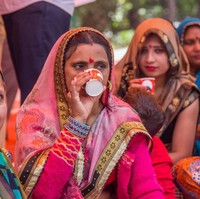 Sudah 21 tahun terakhir ini kami rutin minum air kencing sapi, kami juga mandi di kotoran sapi. Kami jadi tak perlu lagi mengonsumsi obat-obatan Inggris, kata Om Prakash, salah seorang jemaah yang menghadiri acara tersebut. (Foto: Yawar Nazir/Getty Images)