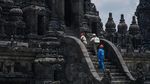 Candi Prambanan Disemprot Disinfektan
