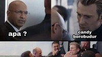 Dalam film Avengers ini terdapat adegan saat Captain America berbincang dengan lawan aktingnya. Namun uniknya adegan ini diolah jadi meme menggelitik. Termasuk tebak-tebakan soal makanan. Foto: istimewa
