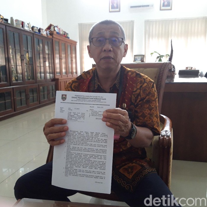 Kepala Dinas Pendidikan dan Kebudayaan Boyolali, Darmanto, Rabu (18/3/2020).