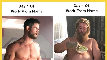 Work from home kayanya bisa bakal bikin badan melar nih, efek cemil-cemil sambil kerja. (Foto: Twitter)